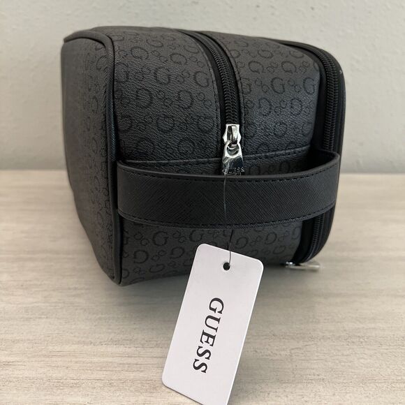 GUESS V7200082 COAL BLACK GRAY TOILETRY JUNCTION TRAVEL CASE DOPP BAG LOGO - Picture 8 of 11